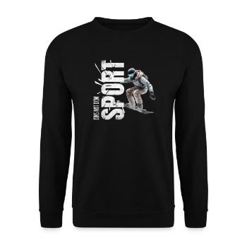 Eins mit dem Sport - Snowboard - Unisex Pullover - Schwarz - Vorne - Alina (178cm) & Michal (187cm)