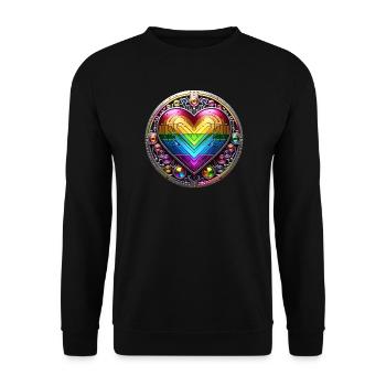 Coeur arc-en-ciel métallique - Sweat-shirt Unisexe - noir - Devant - Alina (178cm) & Michal (187cm)