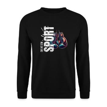Eins mit dem Sport - Boxen - Unisex Pullover - Schwarz - Vorne - Alina (178cm) & Michal (187cm)