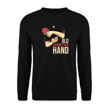 Old Schmetter Hand - Tischtennis - Unisex Pullover - Schwarz - Vorne - Alina (178cm) & Michal (187cm)