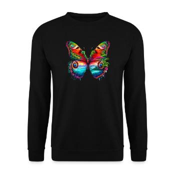 Schmetterling - Unisex Pullover - Schwarz - Vorne - Alina (178cm) & Michal (187cm)