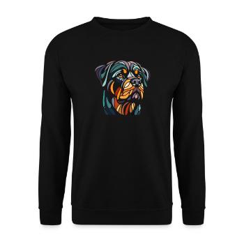 Rottweiler Hundekopf Geometrie Polygon Kunst - Unisex Pullover - Schwarz - Vorne - Alina (178cm) & Michal (187cm)