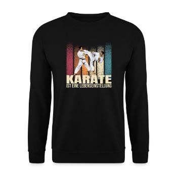 Karate ist eine Lebenseinstellung - Unisex Pullover - Schwarz - Vorne - Alina (178cm) & Michal (187cm)