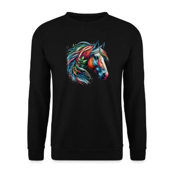 Pferd - Unisex Pullover - Schwarz - Vorne - Alina (178cm) & Michal (187cm)