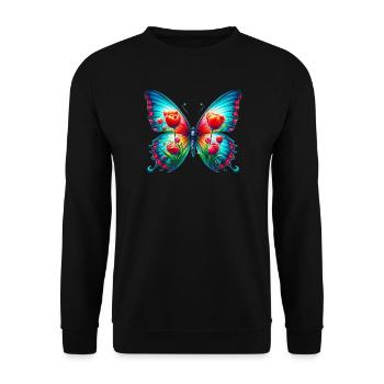 Butterfly flowers tulips tulip - Unisex Sweatshirt - black - Front - Alina (178cm) & Michal (187cm)