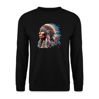 Amérindien Peau rouge d’Amérique - Sweat-shirt Unisexe - noir - Devant - Alina (178cm) & Michal (187cm)
