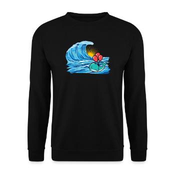 Wal Fisch Schwimmer Welle schwimmen - Unisex Pullover - Schwarz - Vorne - Alina (178cm) & Michal (187cm)
