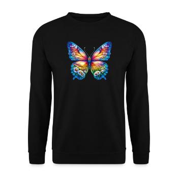 Butterfly flowers daisy daisies - Unisex Sweatshirt - black - Front - Alina (178cm) & Michal (187cm)