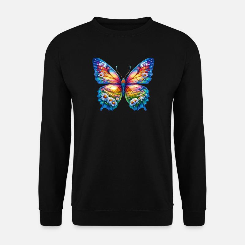 Schmetterlingsblumen Gänseblümchen Gänseblümchen - Unisex Pullover - Schwarz