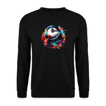 Papageitaucher - Unisex Pullover - Schwarz - Vorne - Alina (178cm) & Michal (187cm)