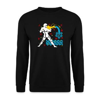 Aquarius-Farbe - Unisex Pullover - Schwarz - Vorne - Alina (178cm) & Michal (187cm)