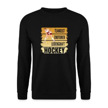 Teamgeist - Emotionen - Leidenschaft - Hockey - Unisex Pullover - Schwarz - Vorne - Alina (178cm) & Michal (187cm)