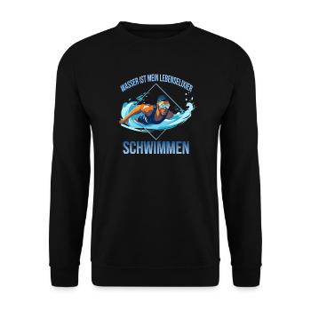 Wasser ist mein Lebenselixier - Schwimmen - Unisex Pullover - Schwarz - Vorne - Alina (178cm) & Michal (187cm)
