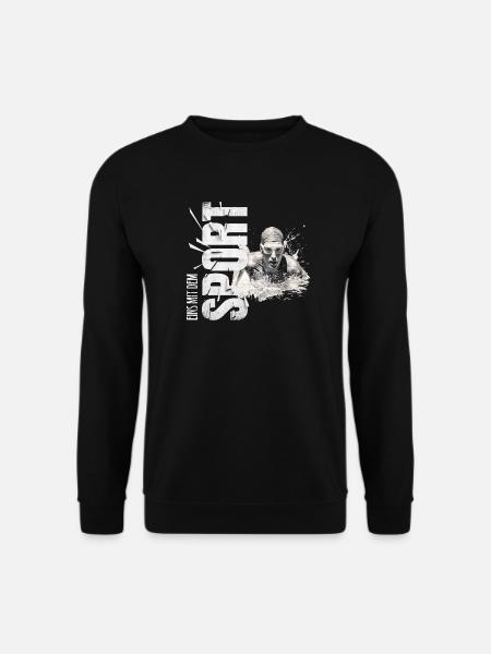 Eins mit dem Sport - Schwimmen - Unisex Pullover - Schwarz