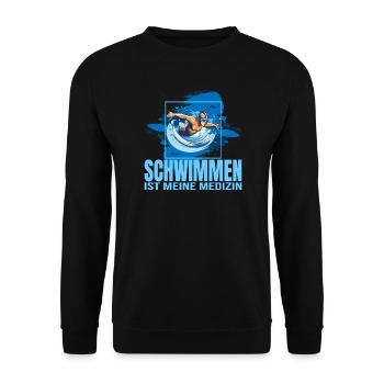 Schwimmen ist meine Medizin - Unisex Pullover - Schwarz - Vorne - Alina (178cm) & Michal (187cm)