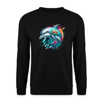 Delfin - Unisex Pullover - Schwarz - Vorne - Alina (178cm) & Michal (187cm)