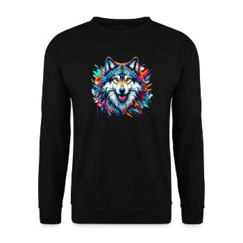 Wolf - Unisex Sweatshirt - black - Front - Alina (178cm) & Michal (187cm)