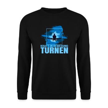 Kraft in Bewegung - Turnen - Unisex Pullover - Schwarz - Vorne - Alina (178cm) & Michal (187cm)