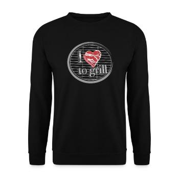 Meat as a heart on the grill - love for grilling - Unisex Sweatshirt - black - Front - Alina (178cm) & Michal (187cm)