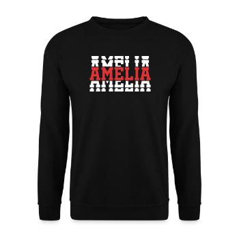 Amelia T-Shirt T-Shirt Geschenkidee gestapelter Text - Unisex Pullover - Schwarz - Vorne - Alina (178cm) & Michal (187cm)