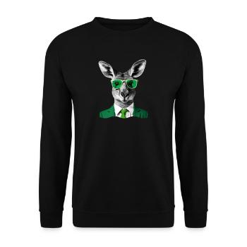 Neon Kangaroo in Green Suit - Unisex Sweatshirt - black - Front - Alina (178cm) & Michal (187cm)