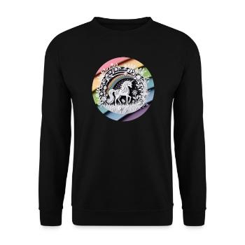 Cute Unicorn Rainbow Paper Cut - Unisex Sweatshirt - black - Front - Alina (178cm) & Michal (187cm)