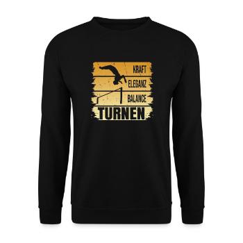 Turnen - Kraft - Eleganz - Balance - Unisex Pullover - Schwarz - Vorne - Alina (178cm) & Michal (187cm)