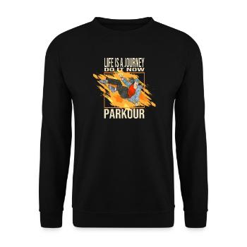 Life is a journey - Do it now - Parkour - Unisex Pullover - Schwarz - Vorne - Alina (178cm) & Michal (187cm)
