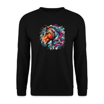 Pferd - Unisex Pullover - Schwarz - Vorne - Alina (178cm) & Michal (187cm)