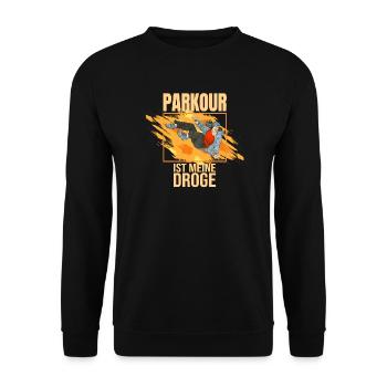 Parkour ist meine Droge - Unisex Pullover - Schwarz - Vorne - Alina (178cm) & Michal (187cm)