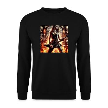 Métalleux, feu et crânes - Sweat-shirt Unisexe - noir - Devant - Alina (178cm) & Michal (187cm)
