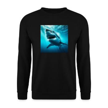 Weißer Hai - Unisex Pullover - Schwarz - Vorne - Alina (178cm) & Michal (187cm)