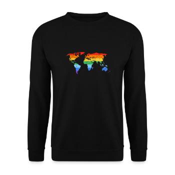Regenbogen-Weltkarte Pride - Unisex Pullover - Schwarz - Vorne - Alina (178cm) & Michal (187cm)