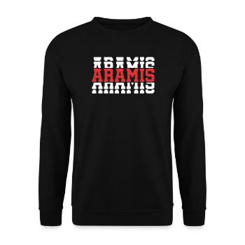 Aramis t-shirt t-shirt idée cadeau texte empilé - Sweat-shirt Unisexe - noir - Devant - Alina (178cm) & Michal (187cm)