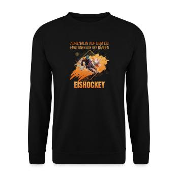 Adrenalin auf dem Eis Emotionen auf den Rängen - Unisex Pullover - Schwarz - Vorne - Alina (178cm) & Michal (187cm)