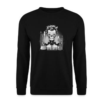 Skull as a gloomy scientist in the laboratory - Unisex Sweatshirt - black - Front - Alina (178cm) & Michal (187cm)