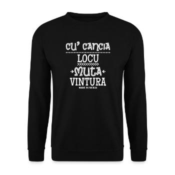 t-shirt Sicily Sicilian proverb cu' cancia - Unisex Sweatshirt - black - Front - Alina (178cm) & Michal (187cm)