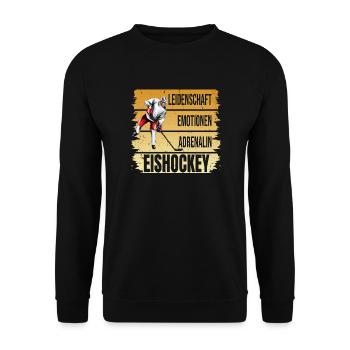 Leidenschaft - Emotionen - Adrenalin - Eishockey - Unisex Pullover - Schwarz - Vorne - Alina (178cm) & Michal (187cm)