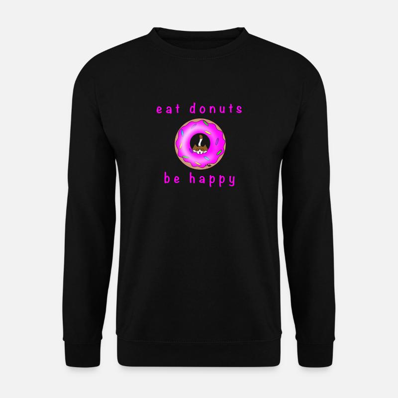 Katze mit Donat - Unisex Pullover - Schwarz