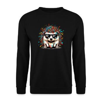 Igel mit Sonnenbrille - Unisex Pullover - Schwarz - Vorne - Alina (178cm) & Michal (187cm)