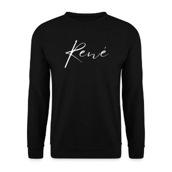 René Name T-Shirt Geschenk Für Männer - Unisex Pullover - Schwarz - Vorne - Alina (178cm) & Michal (187cm)
