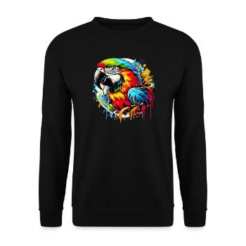 Papagei - Unisex Pullover - Schwarz - Vorne - Alina (178cm) & Michal (187cm)