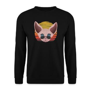 Sphinx Katze Sonnenuntergang - Unisex Pullover - Schwarz - Vorne - Alina (178cm) & Michal (187cm)