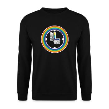 Regenbogen Pride Ring Uhr - Unisex Pullover - Schwarz - Vorne - Alina (178cm) & Michal (187cm)