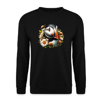 Papageitaucher - Unisex Pullover - Schwarz - Vorne - Alina (178cm) & Michal (187cm)