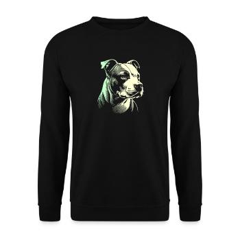 Staffordshire geometrischer Bullterrier, Staffy - Unisex Pullover - Schwarz - Vorne - Alina (178cm) & Michal (187cm)