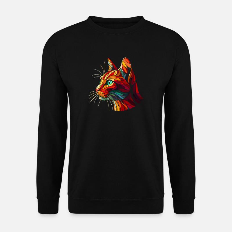 Roter Katzenkopf geometrische Kunstpolygone - Unisex Pullover - Schwarz