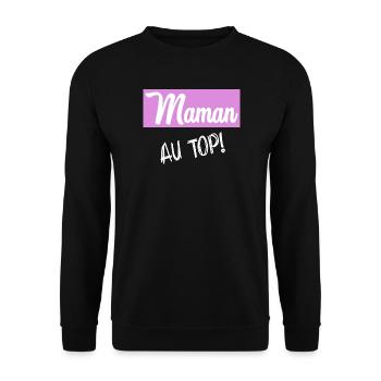 MAMAN. FÊTE DES MÈRES - Sweat-shirt Unisexe - noir - Devant - Alina (178cm) & Michal (187cm)