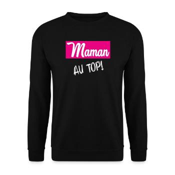 BONNE FÊTE MAMAN. MAMAN - Sweat-shirt Unisexe - noir - Devant - Alina (178cm) & Michal (187cm)
