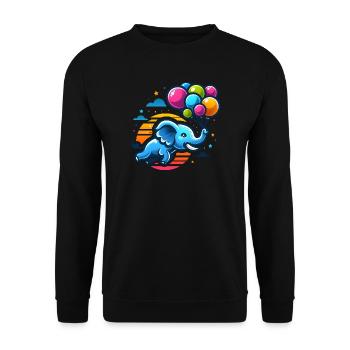 Éléphant volant avec des ballons colorés - Sweat-shirt Unisexe - noir - Devant - Alina (178cm) & Michal (187cm)